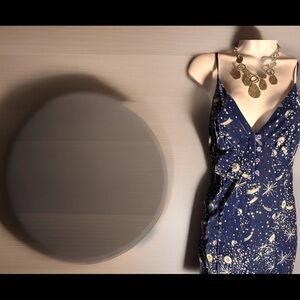 Urban Outfitters Blue Silver Spaghetti Strap velvety flattering dress.